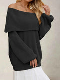 Fold-Over Collar Long Sleeve Sweater.