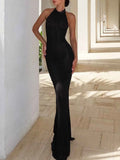 Ribbed Halter Neck Bodycon Maxi Dress.