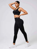 Round Neck Wide Strap Tank and Leggings Active Set.