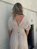 Plus Size Deep V-Neck Maxi Dress with Side Slit.