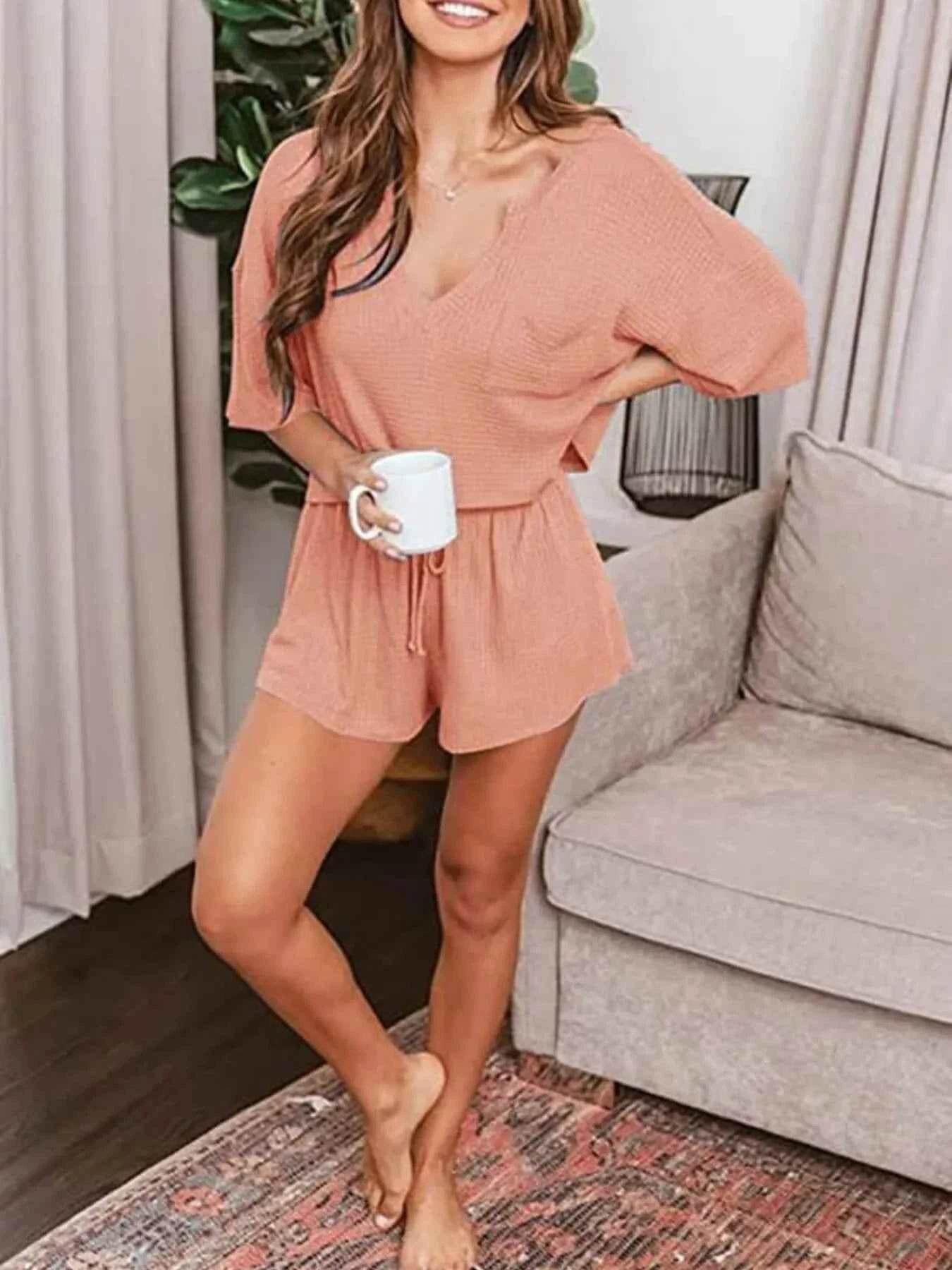 Waffle Knit Lounge Set for Ultimate Comfort and Style - EBYNN