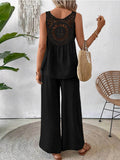 Round Neck Tank and Wide Leg Pants Set - EBYNN