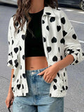 Heart Print Zip Up Jacket.
