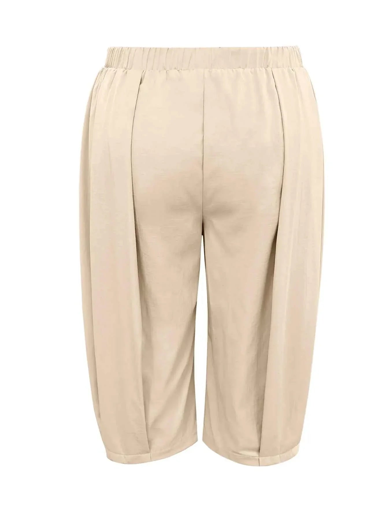 Plus Size Wide Leg Pleated Cropped Pants.
