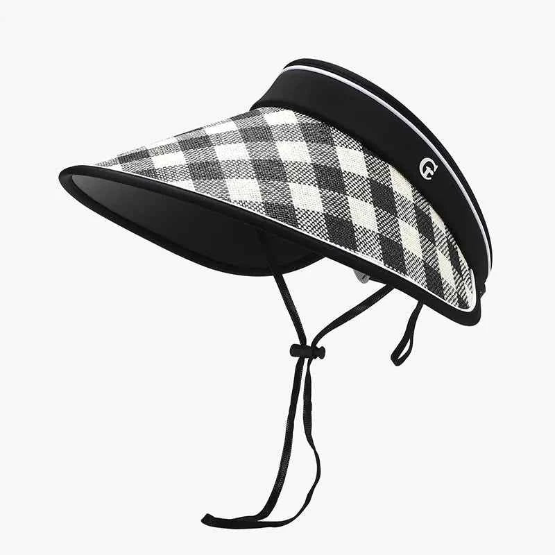 Plaid Natural Grass Adjustable Sun Hat.