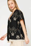 Umgee Open Front Embroidered Fringe Kimono.