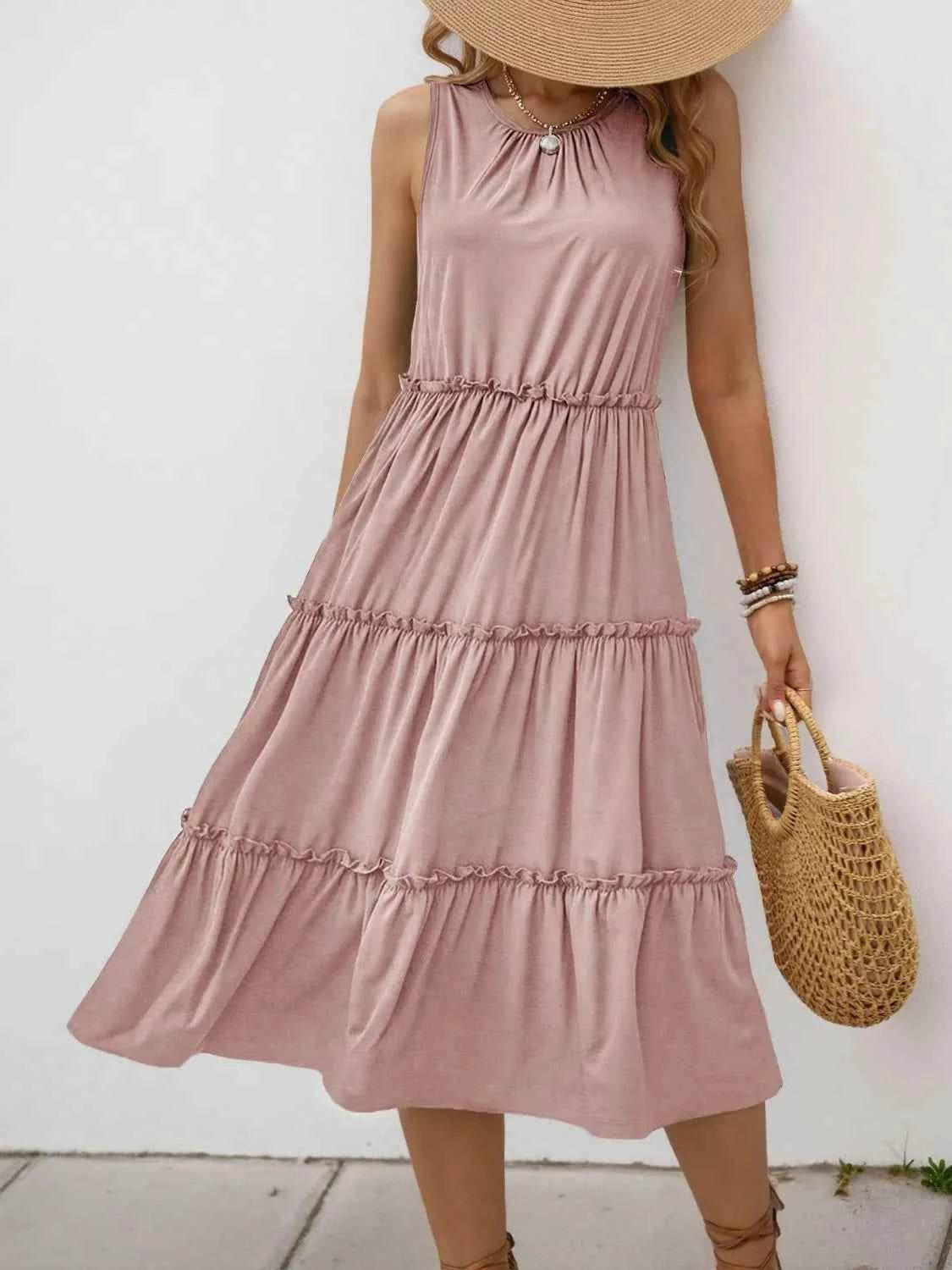 Frill Tiered Midi Dress.