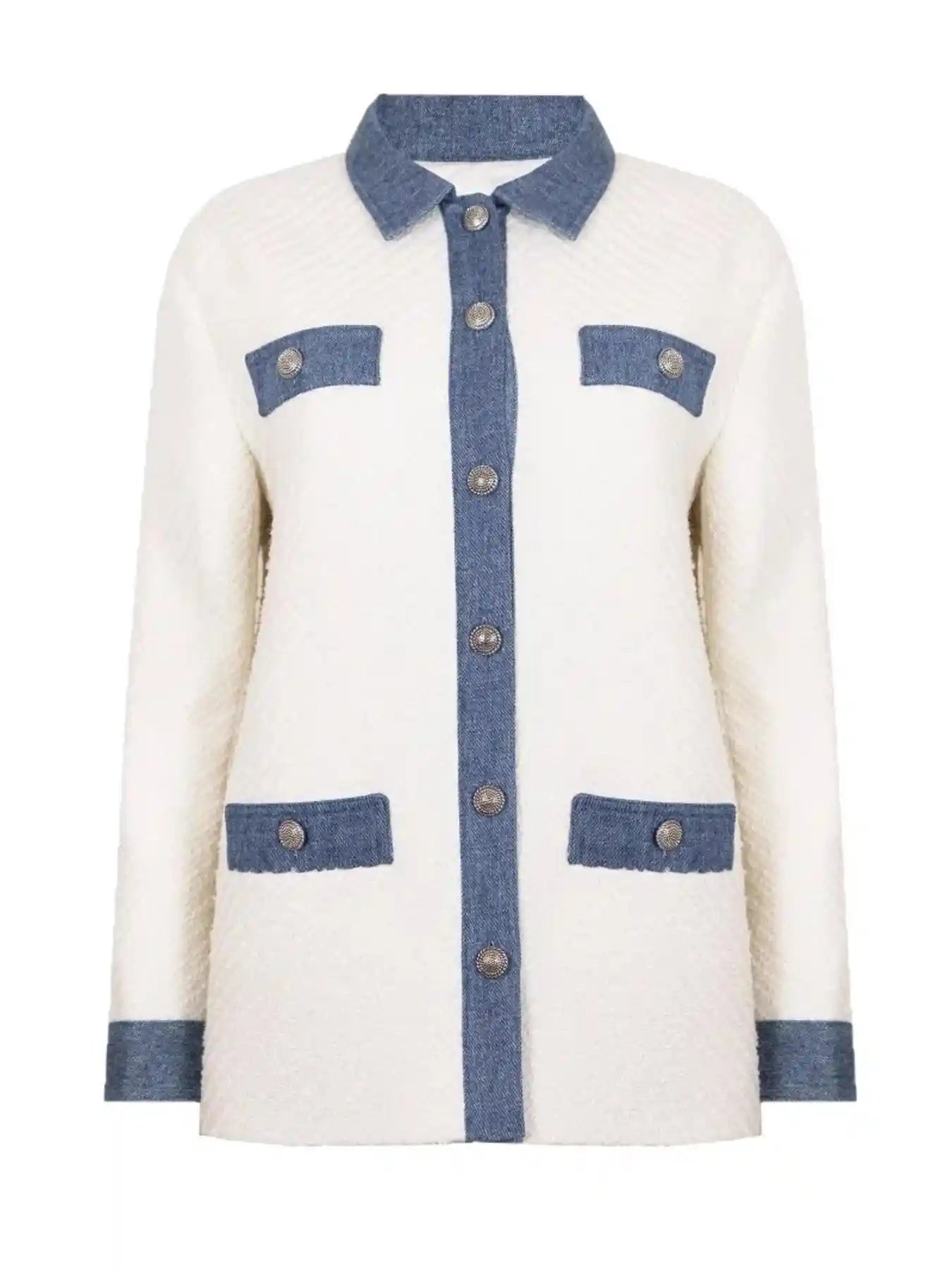 Contrast Trim Button Up Jacket.