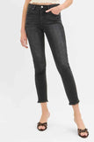 RISEN Plus Size Tummy Control Mid Rise Crop Skinny Jeans.