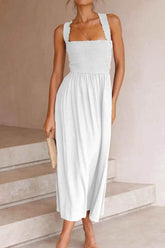 Crisscross Smocked Wide Strap Dress.