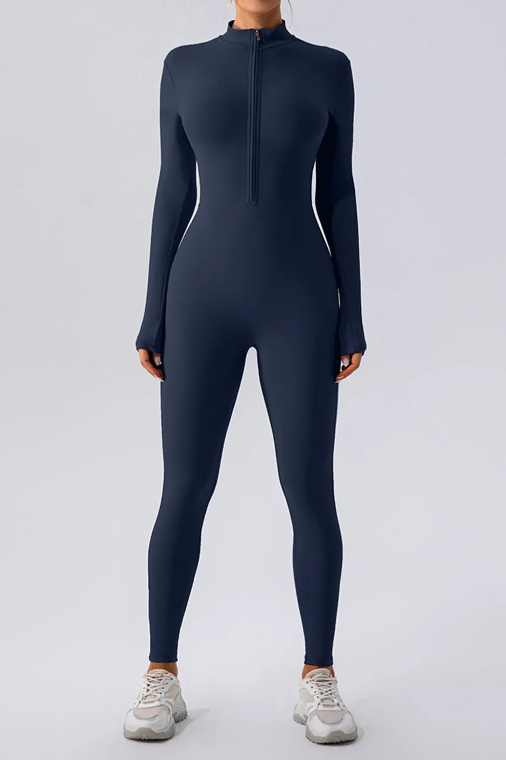 Half Zip Mock Neck Active Jumpsuit.