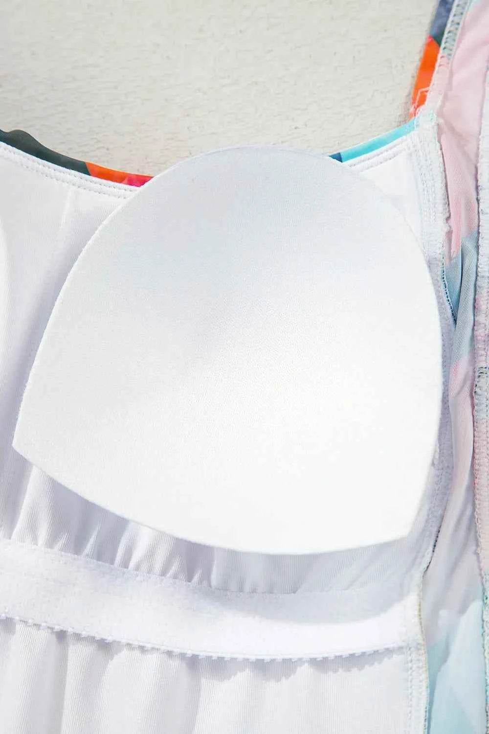 Multicolor Plaid Print Backless One-Piece Swimwear.