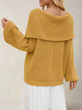 Fold-Over Collar Long Sleeve Sweater.