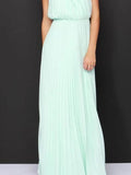 Pleated Sleeveless Maxi Tank Dress.