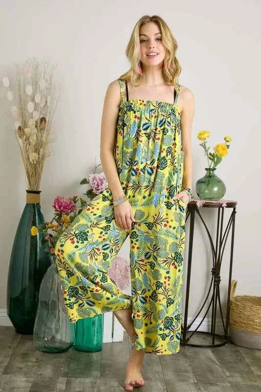 ADORA Elastic Detail Tropical Jumpsuit.