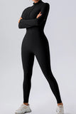 Half Zip Mock Neck Active Jumpsuit.