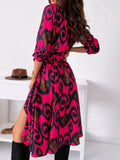 Printed Tie Waist Midi Dress.