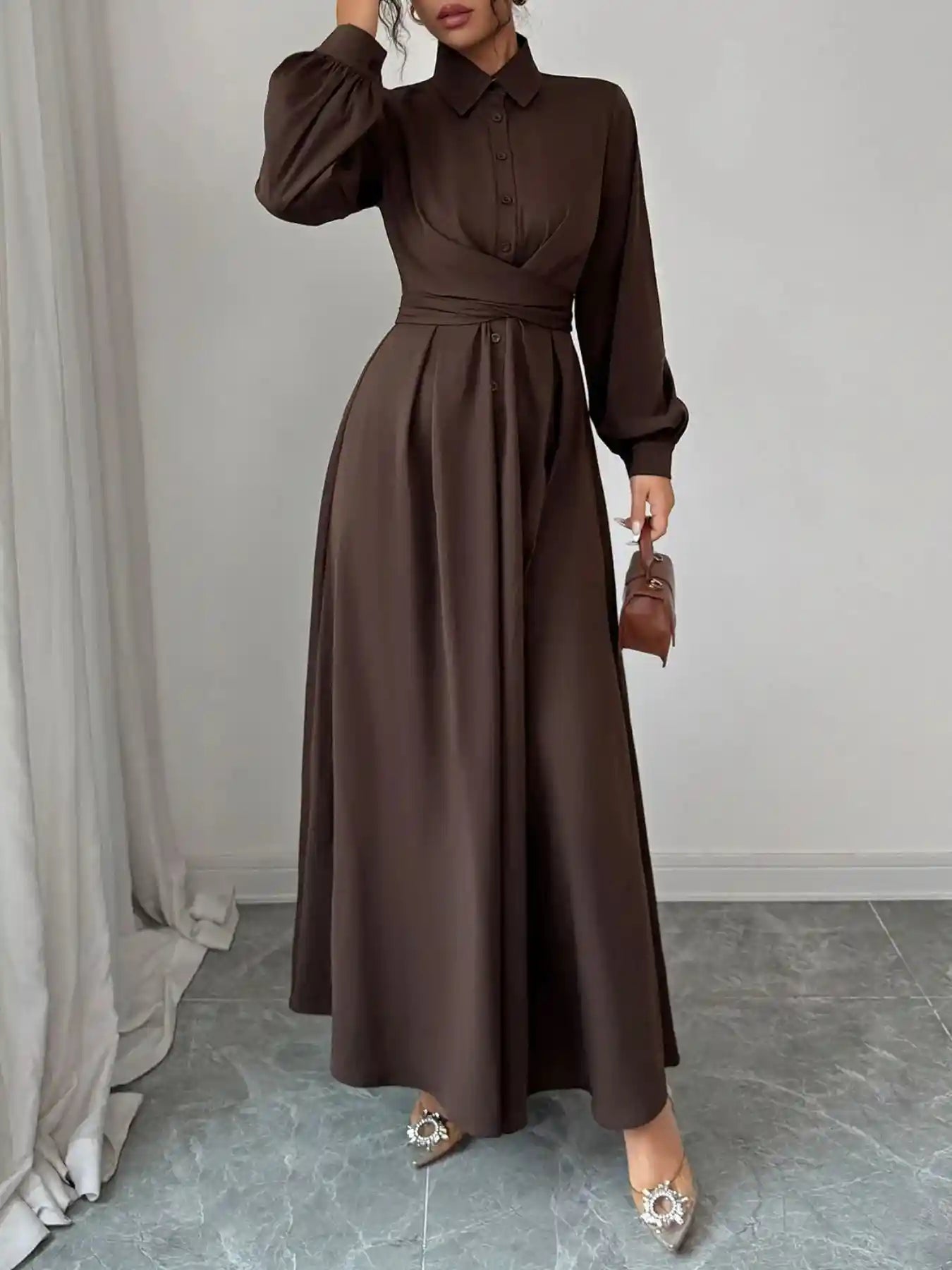 Long Sleeve Maxi Shirt Dress.