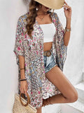 Floral Print Open Front Cover Up.