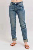 Judy Blue Plus Size Mid Rise Vintage Wash Boyfriend Jeans.