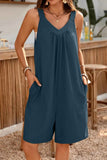 Casual V-Neck Sleeveless Romper with Pockets