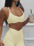 Ruched Sports Bra and High-Waisted Shorts Active Set.