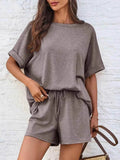 Round Neck T-Shirt and Shorts Set for Comfortable Everyday Wear - EBYNN