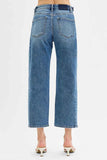 RISEN High Rise Crop Length Barrel Jeans with Adjustable Waist.