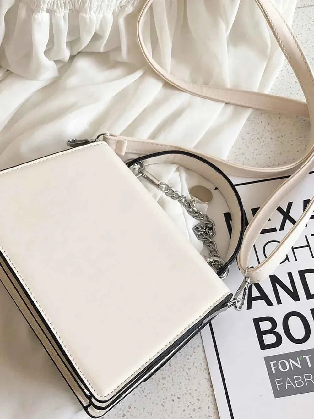 Detachable Shoulder Strap PU Leather Handbag.