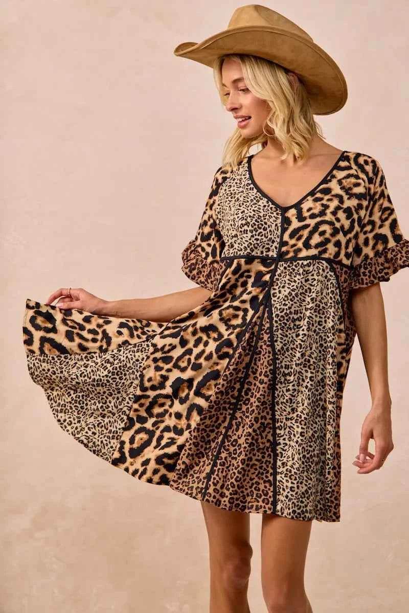 Leopard Print Dress: Mix and Match Short Sleeve Style - EBYNN