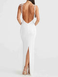 Backless Slit Sleeveless Bodycon Maxi Dress.