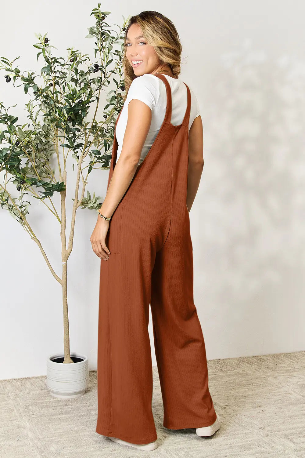 Double Take Full Size Wide Strap Overall with Pockets.