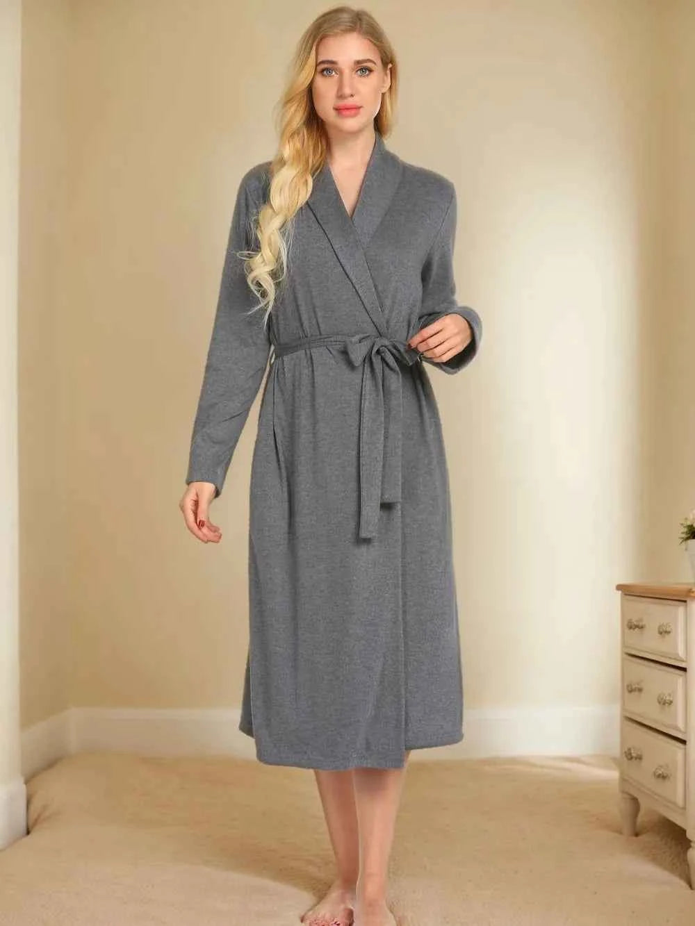 Tied Lounge Nightgown with Pockets.