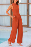 Mock Neck Sleeveless Wide Leg Jumpsuit.