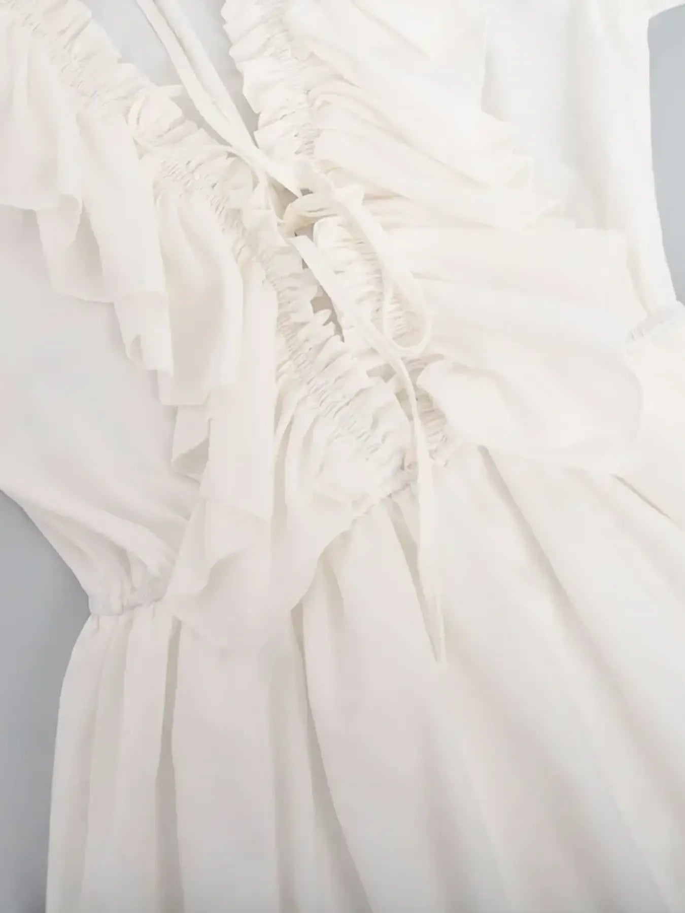 Ruffle Flounce Sleeve Mini Dress.