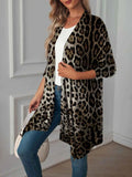 Leopard Print Oversized Long Open Front Cardigan.