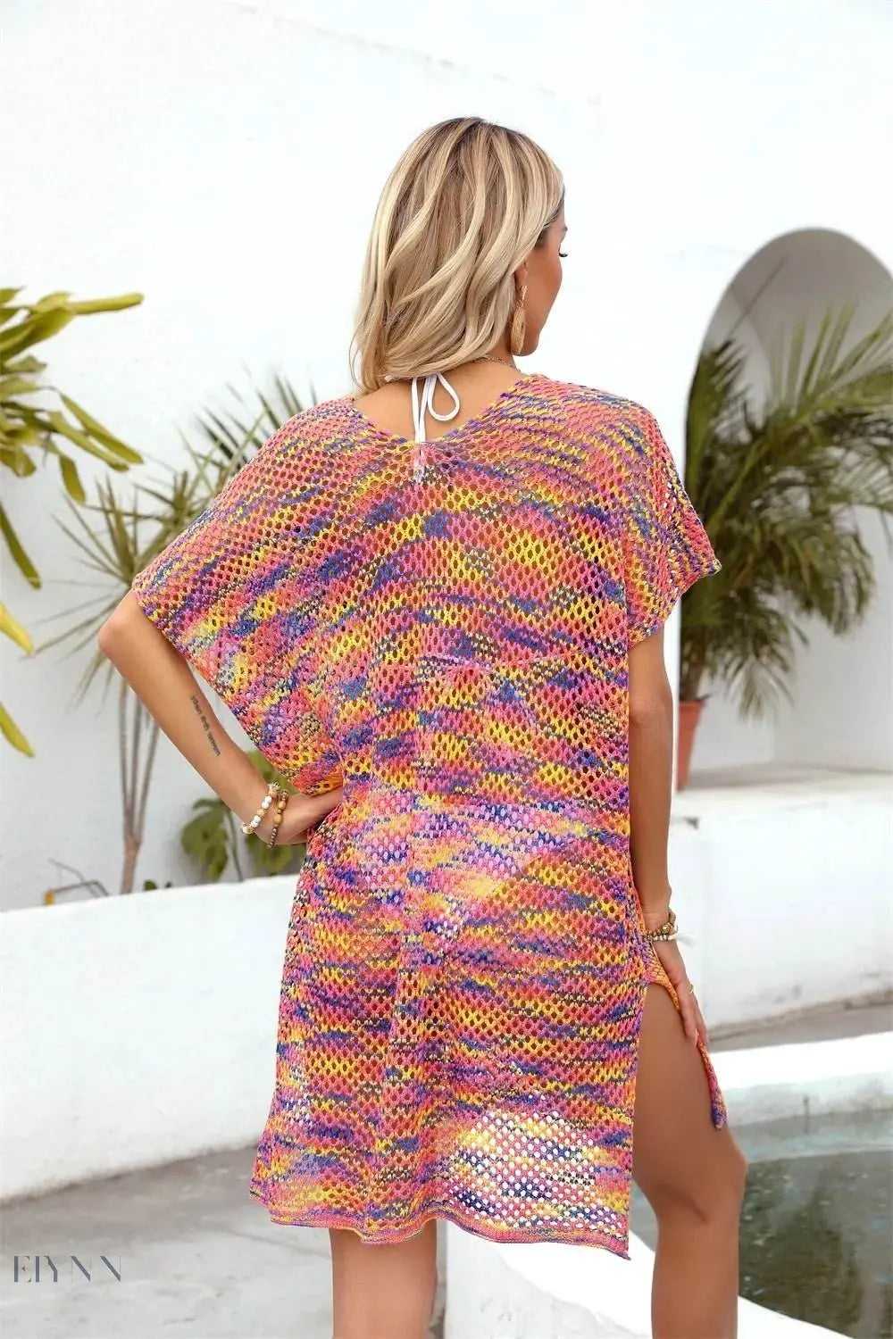 Colorful Angel Wings Mesh Beach Cover-Up with Open Back Design for Stylish Summer Looks