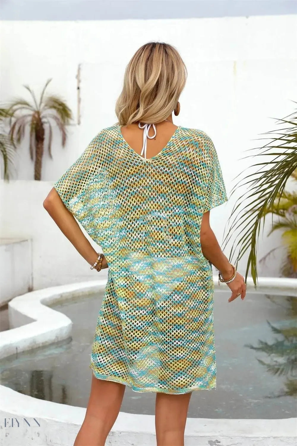 Angel Wings Mesh Beach Cover-Up in Light Blue with a Loose Fit for Summer Outings