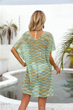 Angel Wings Mesh Beach Cover-Up in Light Blue with a Loose Fit for Summer Outings