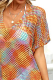 Colorful Angel Wings Mesh Beach Cover-Up featuring a stylish open-knit design perfect for beachwear