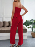Peplum Tube Top and Pants Set.