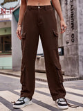 Casual Wide Leg Cargo Jeans.