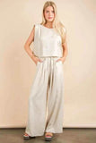 Solid Woven Top & Pants Set - Versatile Chic Outfit - EBYNN