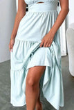 Cut-Out Tiered Dress with Spaghetti Straps.