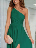 One-Shoulder High Slit Dress.