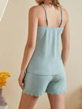 Lace Trimmed Lounge Set: Comfortable Ribbed Cami and Shorts Combination - EBYNN