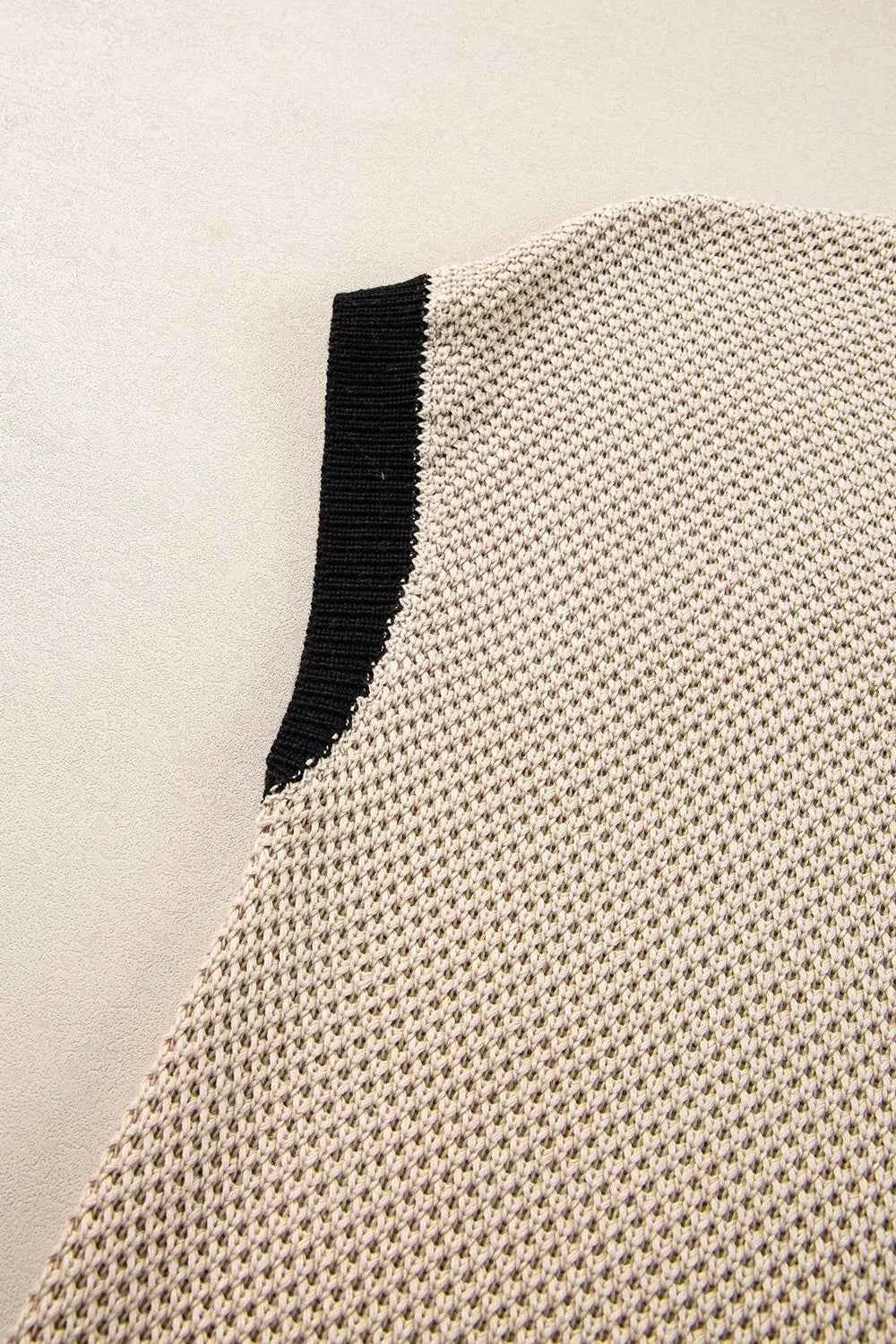 Textured Knit Sweater with Contrast Trim.