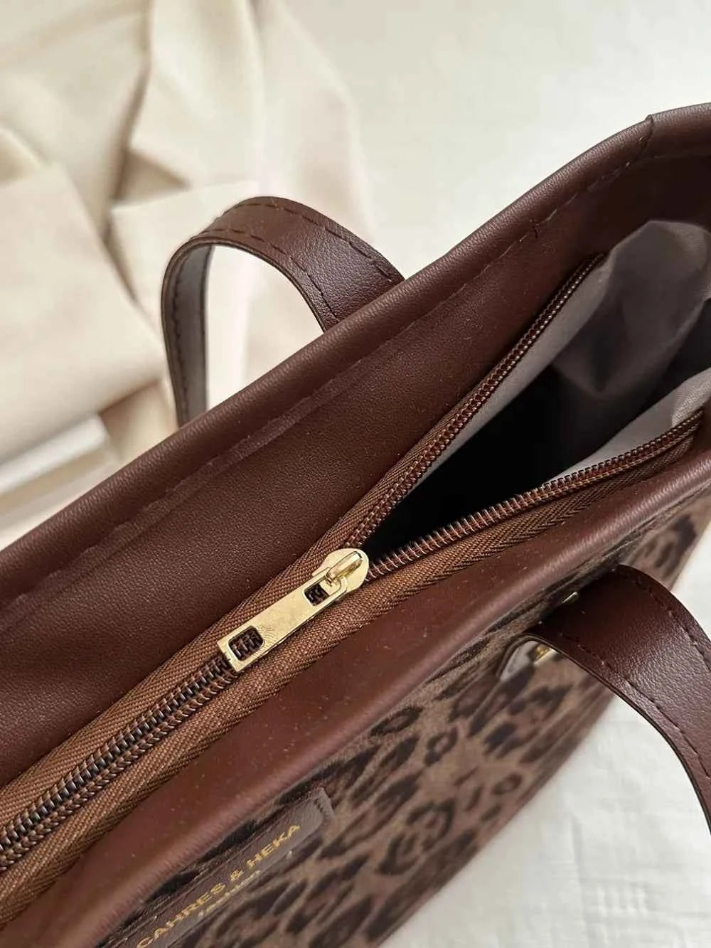 Large Leopard Print Polyester Tote Bag.