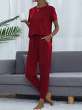 Shiny Round Neck Top & Pants Lounge Set.