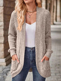 Ribbed Knit Open Front Cardigan with Pockets.